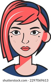 Female Avatar. Woman face colored icon vector illustration