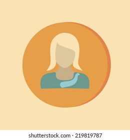 A female avatar. Avatar of a woman. Round icon image of the girl.