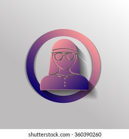 A female avatar. Avatar of a woman. Round icon image girl in glasses and a hat