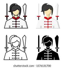 Female Avatar: Wushu Sports Icon Set