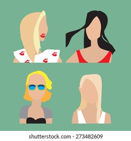 female avatars flat vector
