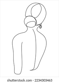 Dibujo de línea continua hacia atrás para mujeres. Cuerpo Desnudo De La Mujer, Concepto Mínimalista De Moda, Dibujo De Belleza De La Mujer, Ilustración Del Vector. Bueno para imprentas, camisetas, pancartas, diseño de eslogan estilo gráfico moderno