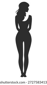 Espalda y hombros femeninos. Elegante vista trasera con hombros descubiertos. Ilustración vectorial. Aislado en un fondo blanco.