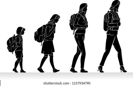 Female with Backpack Life Stages