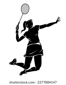 Badminton Jump Smash, Active Sport Silhouette