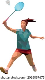Female badminton player. Polygonal athelete. Womens single badminton