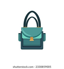 Female bag icon illustration , fashion item graphic element vector image, blue on white background