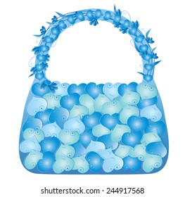 Female bag with smiling face isolated on a white background