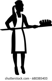 Female baker silhouette with bread