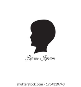 Female bald head silhouette vector illustration isolated on white background. 