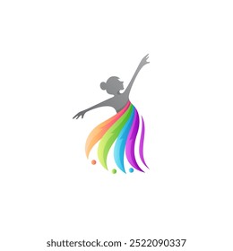 Female ballet dancer logo in colorful 3d design style