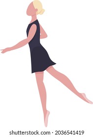 Female ballet dancer semi flat color vector character. Posing figure. Full body person on white. Practicing danseuse isolated modern cartoon style illustration for graphic design and animation