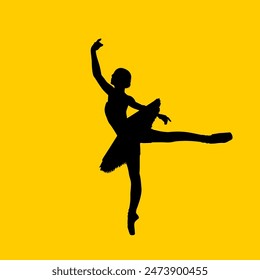 Weibliche Balletttänzerin Silhouette Seitenansicht Vektorillustration