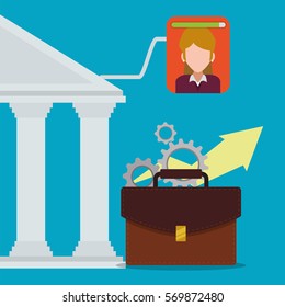 female banking digital business arrow gear vector illustration eps 10