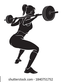 Female Barbell Lifting, Exercise Silhouette