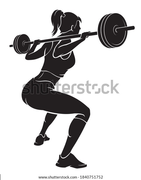 Female Barbell Lifting Exercise Silhouette Stock Vector Royalty Free 1840751752 