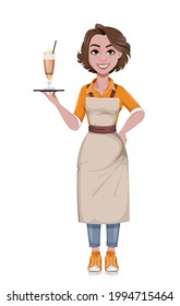 Female barista. Coffee business concept