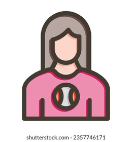 Female Baseball Fan Vector Thick Line Filled Colors Icon For Personal And Commercial Use.
