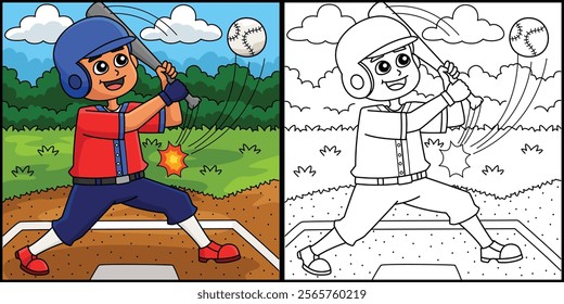 Female Baseball Pitcher Coloring Page Illustration