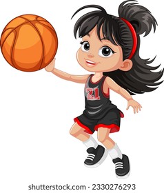 Female basketball player cartoon character illustration