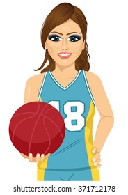 female basketball player holding ball