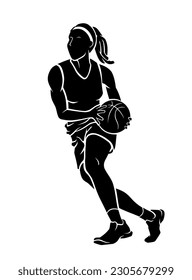 Female Basketball Player Silhouette, Sports Action