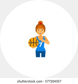 Female Basketball Player Vector Icon