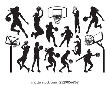Vetor do jogador de basquete feminino para impressão, Clipart do jogador de basquete feminino, Ilustração do vetor do jogador de basquete feminino