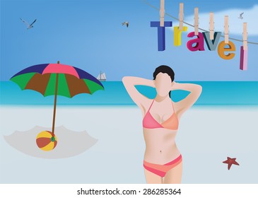 female bather on the beach