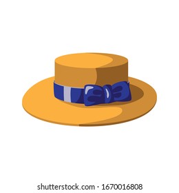 Female beach hat. Cartoon illustration of women beach hat vector icon for web design. Vector illustration isolated on white background.