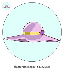 Female beach hat vector icon. 