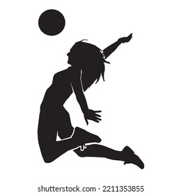 Female beach volleyball player silhouette vector on white background