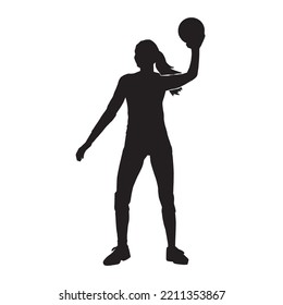 Female beach volleyball player silhouette vector on white background