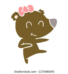 female bear flat color style cartoon