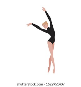 Female beautiful classic dancer character. Dancing woman. Jumping and dancing. Cartoon style vector illustration isolated on white background.
