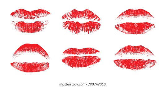 Vector Set Illustrations Lips Kisses Lipstick Stock Vector (Royalty ...