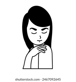 Female beauty model posing black hand drawn icon