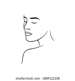 Female beauty profile, Woman face vector silhouette.