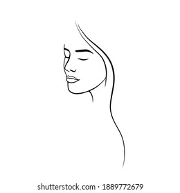 Female beauty profile, Woman face and hair vector silhouette.