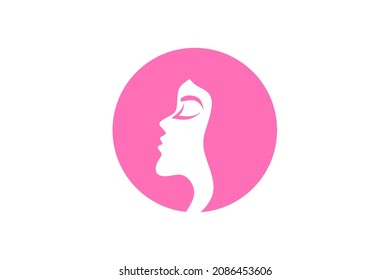 female beauty salon logo and also facial skin care vector illustration