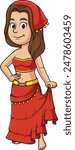 Female belly dancer character vector illustration