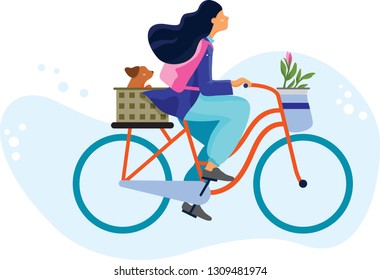 Female Bicycle Rider Vector