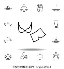 female bikini, male short for spa outline icon. Detailed set of spa and relax illustrations icon. Can be used for web, logo, mobile app, UI, UX