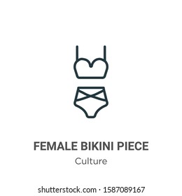 Female bikini piece outline vector icon. Thin line black female bikini piece icon, flat vector simple element illustration from editable culture concept isolated on white background