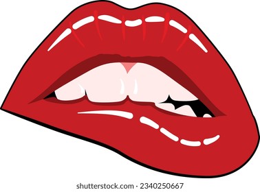 Female Biting Lips Digital EPs Vector graphics File