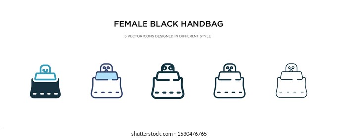 female black handbag icon in different style vector illustration. two colored and black female black handbag vector icons designed in filled, outline, line and stroke style can be used for web,