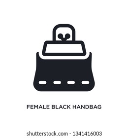 female black handbag isolated icon. simple element illustration from woman clothing concept icons. female black handbag editable logo sign symbol design on white background. can be use for web and