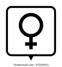 Female - black vector icon ; message bubble