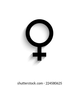 Female  - black vector icon with shadow