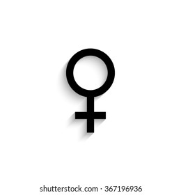 Female - black vector icon with  shadow